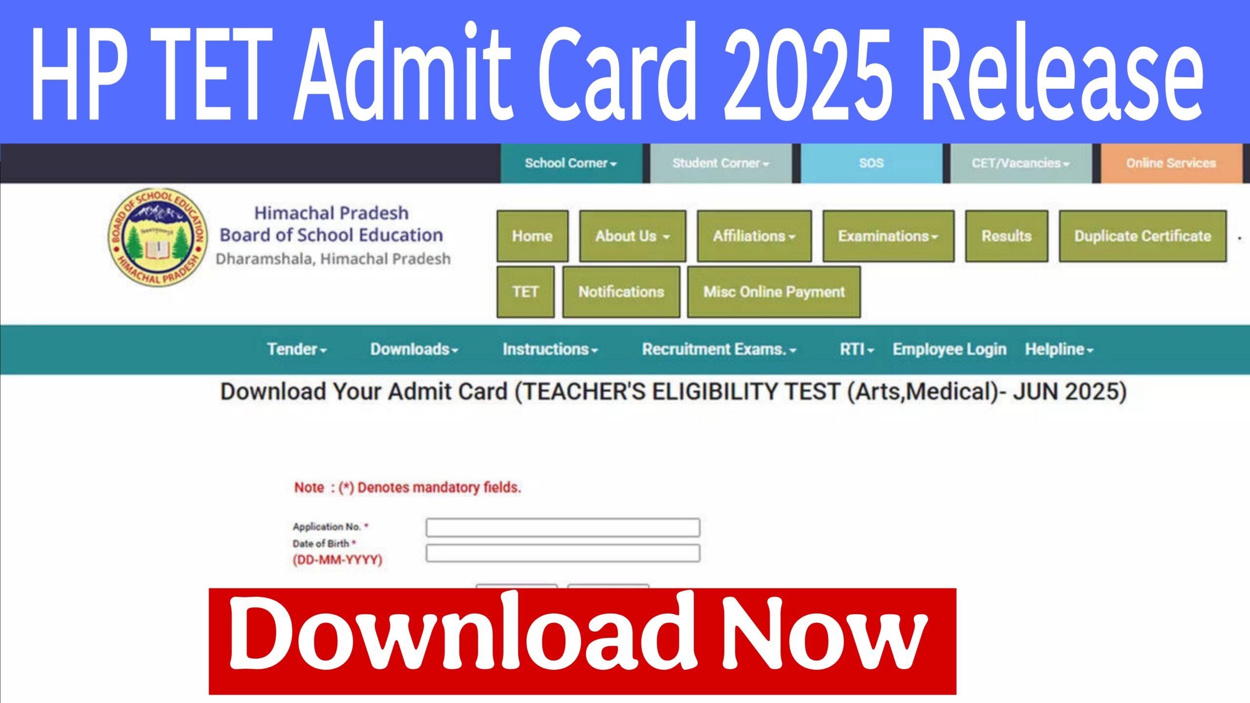 HP TET Admit Card 2025